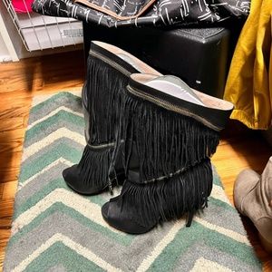 Black Fringe Boots